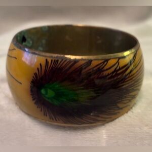 Vintage feather brass bangle